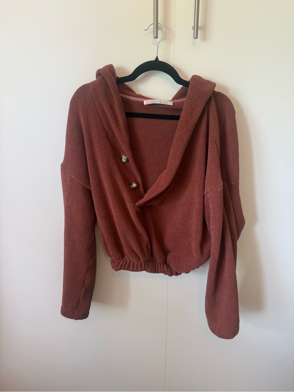 Free People Beach, Cozy Button-Front Women's Sweater, rich brown